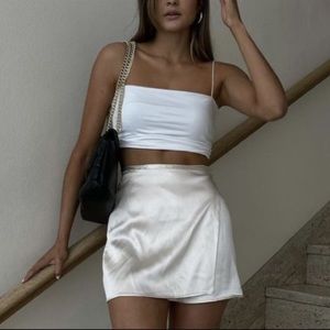 Zara Pareo Champagne Mini Wrap Skirt